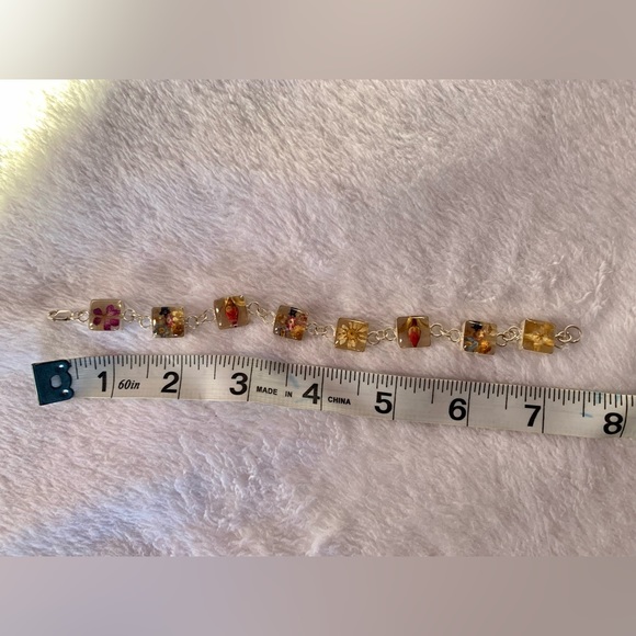 Beautiful Pressed Flower Matching Bracelet & Pendant Set | Sterling Silver - Picture 4 of 6